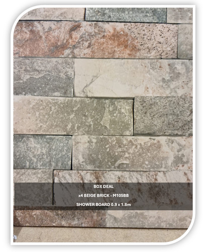 Beige brick shower boards - x4,