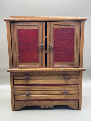 Antique wooden doll cupboard - antique,