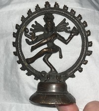 Antique Bronze Shiva Dancing Statue Natraja God of Dance approx 10cm h 8.5cm w