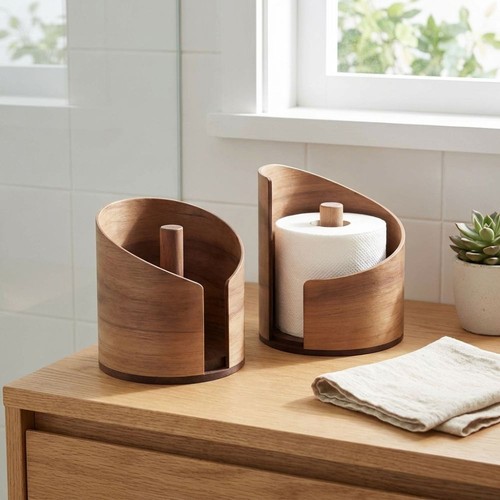 Wooden paper towel holder - wooden,
