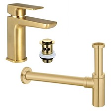 Curve Brushed Brass Basin Tap