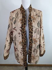 Vtg Laura Ashley Patchwork Lagenlook Open Front Long Duster Coat Blazer Medium