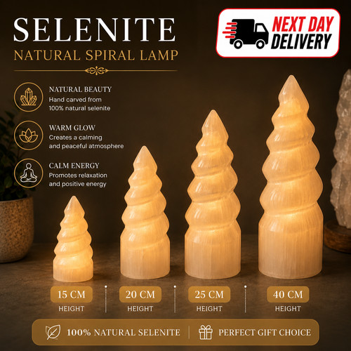 Selenite spiral unicorn horn - selenite,