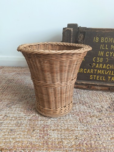 Vintage wicker waste paper bin - vintage,