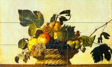 Art Mural Ceramic Bath Backsplash Apple Grapes Tile 260