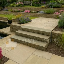 Raj Green Sandstone Steps & Kerbs - Yorkstone Colour Match, Natural Riven Stone