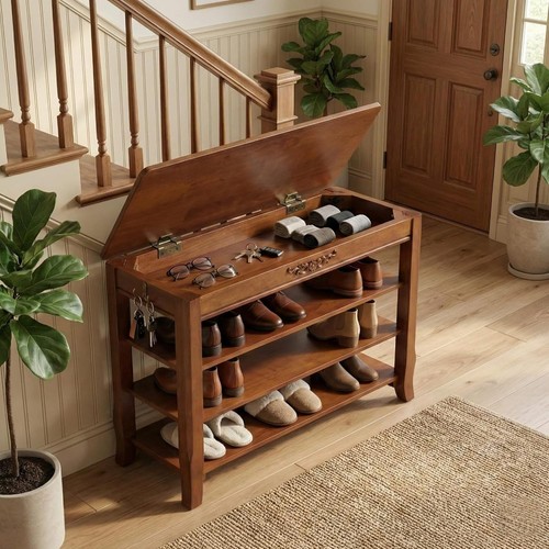 Shoe rack bench - shoe, w/