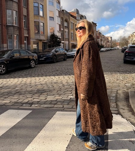 Brown long lamb fur - lamb, coat