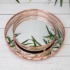 Copper Rose Gold Round Mirror