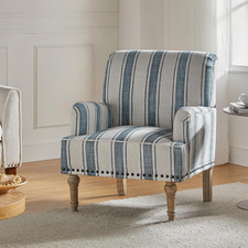 Navy Stripe Accent Chair with