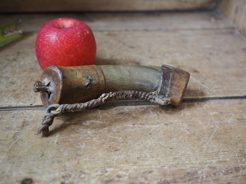 Sheep horn and leather - horn,