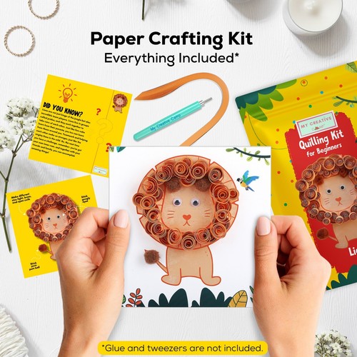 Lion paper quilling kit diy - kit,