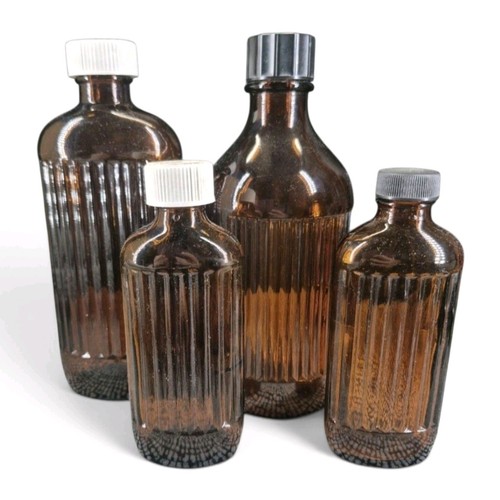Vtg amber glass poison bottles - vtg,