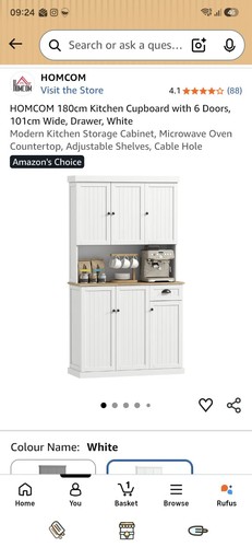 White kitchen dresser homcom - kitchen,