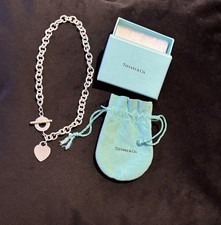 Tiffany Co Sterling Silver Heart Tag Toggle Chunky Chain Necklace