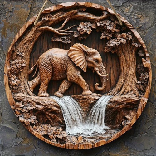 Vintage wooden elephant - wooden,
