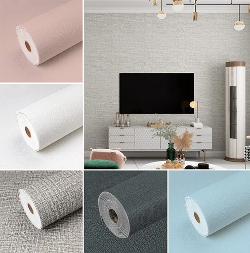 Plain linen wallpaper living - plain,