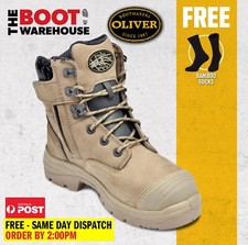 Oliver 55352Z STONE Work Boots, Steel Toe Safety, Side Zip (55332z STONE)