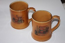 2 x Wade Ireland tankards Veteran car series - Steam Omnibus 1902 + La Mancelle 