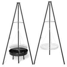 150cm Garden Large Campfire Tripod Grill with Adjustable Height BBQ Grate & Bowl