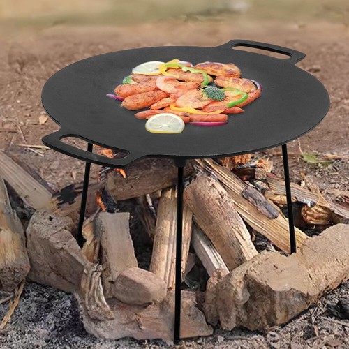 Round camping bbq grill - camping, pan