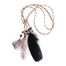Boho Indian Feather Headband Headdress Hair Rope Headwear Tribal Hippie Party