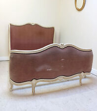 WONDERFUL VINTAGE FRENCH UPHOLSTERED CUSTOM DOUBLEC CORBEILLE LOUIS XV BED