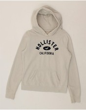 HOLLISTER Womens California Graphic Hoodie Jumper UK 14 Medium White CE85