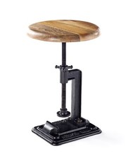 Adjustable Kitchen Pub Bar Railway Stool Cast Iron Solid Wooden 46-64cm H