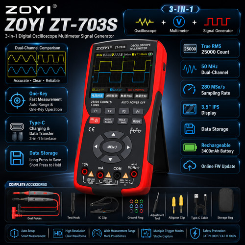 Zoyi 703s oscilloscope - zt-703s,