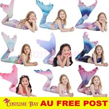 Kids Girls Mermaid Tail Swimming Costume Swimmable Monofin Swimwear Beachwear