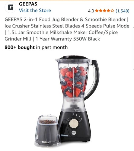 Geepas food jug - 2-in-1, blender
