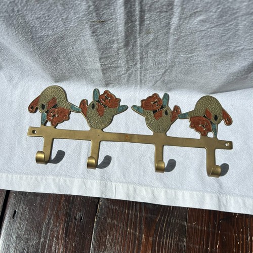 Vintage brass enamel teddy - enamel,