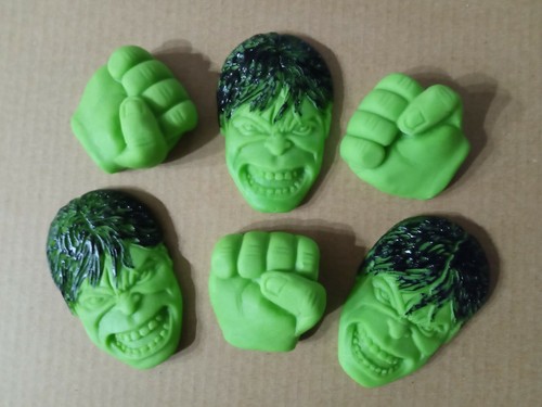 Edible hulk toppers - hulk, faces