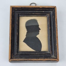 Antique 19thC Silhouette Portrait Miniature Of A Gentleman