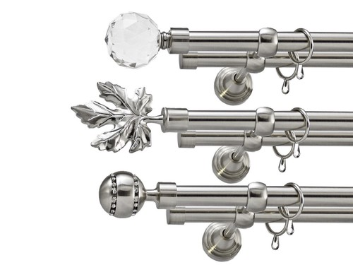 Double curtain pole rod silver - double,