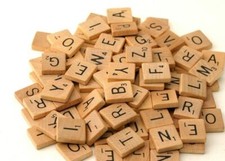 100 PCS Wooden Scrabble Tiles Black Letters Numbers Crafts Wood Alphabets Games