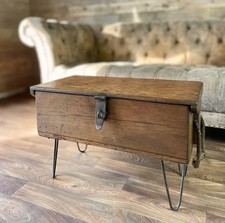 Vintage Military Chest Coffee Table TV stand: Restored Beech & Oak Chest