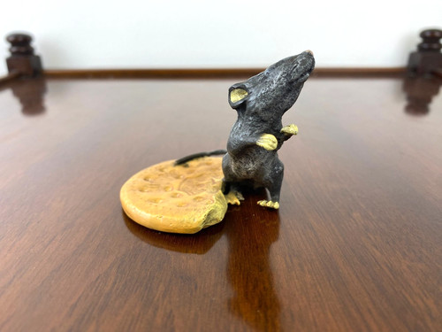 Colored bronze sculpture mouse - bronze,
