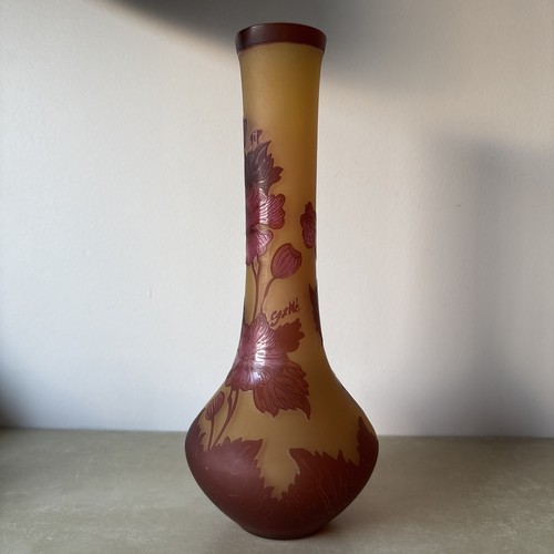 Gallé tip cameo glass vase - cameo,