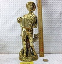 Large brass vintage style Accordion player 10.5'' 27 cm statue Brass statue 21