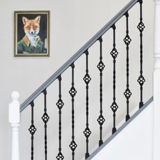 Deluxe Black "Enfield" Double Basket Stair Spindle - With or Without Brackets