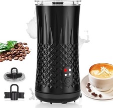 Milk Frother 4-in-1 240 ml Black Stainless Steel Quiet, Easy to Use Non-Slip