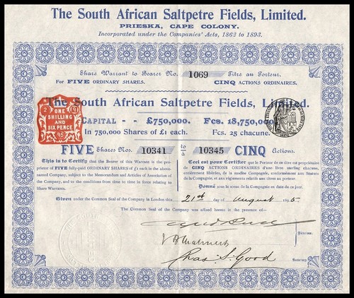 1895 south african - 1895, saltpetre