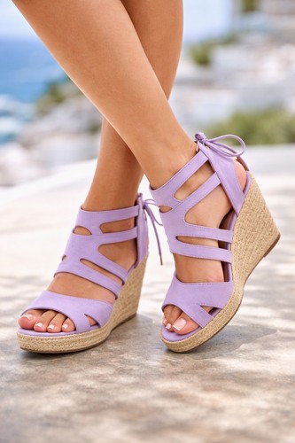Ladies high wedge sandals - wedge,