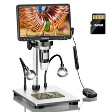 TOMLOV 12MP 20MP  Digital Microscope 1200X-1500X 32gb-64GB LCD 10 LED fits PC TV