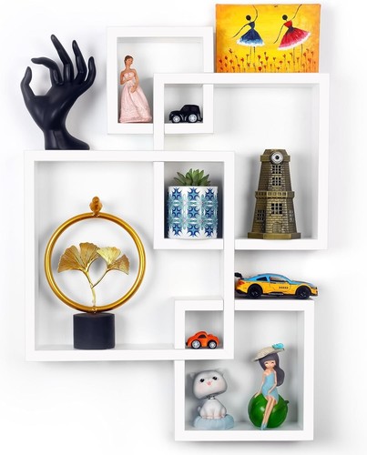 White floating cube shelves - floating,