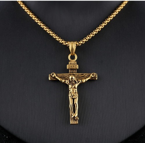 Gold jesus christ necklace - jesus,
