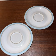 2 x Denby Blue Linen Saucers 6” 