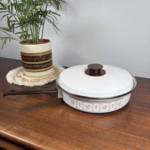 Vintage enamelware 70s skillet - vintage,